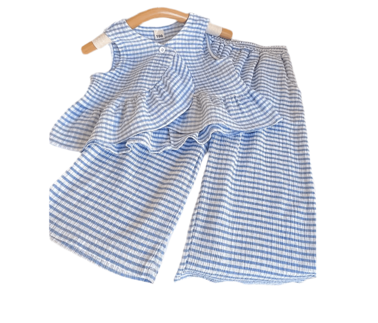 Blue & White Spring Pants Set