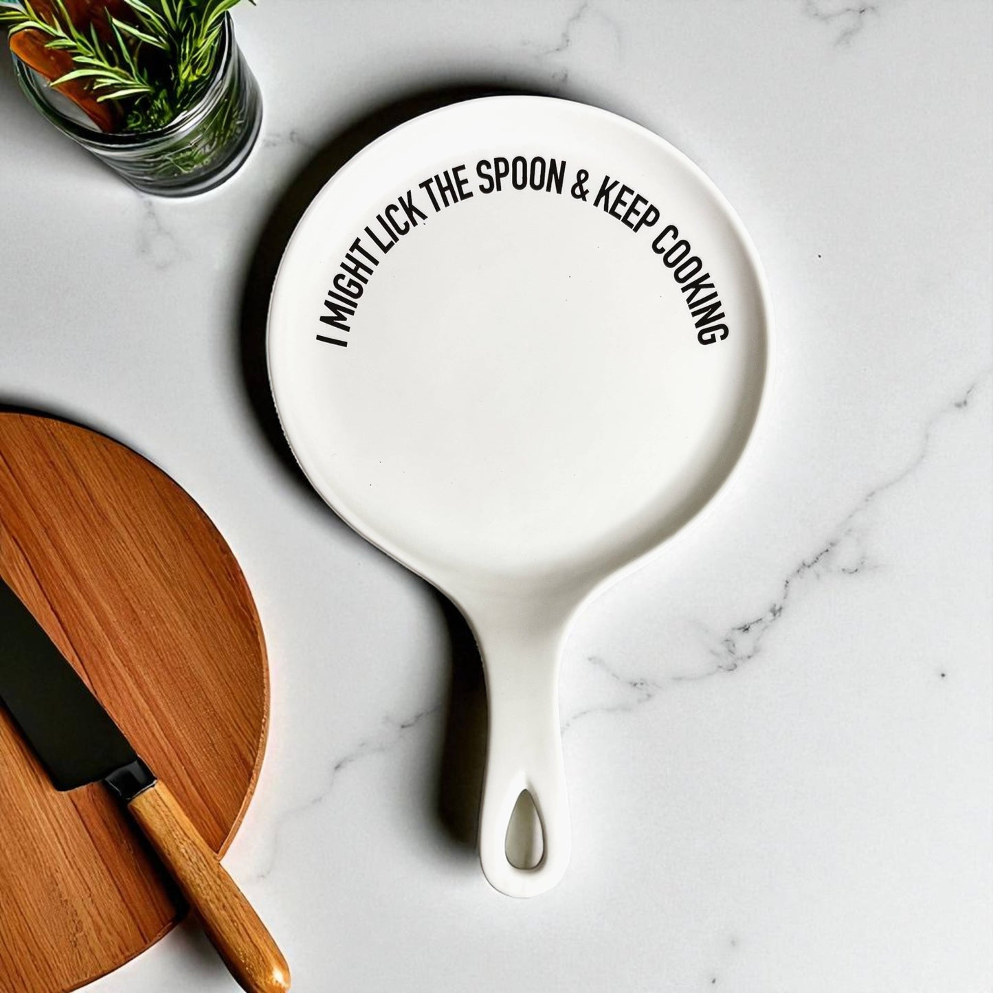 Spoon Rest Ceramic Funny, Modern Kitchen Foodie Decor & Gift
