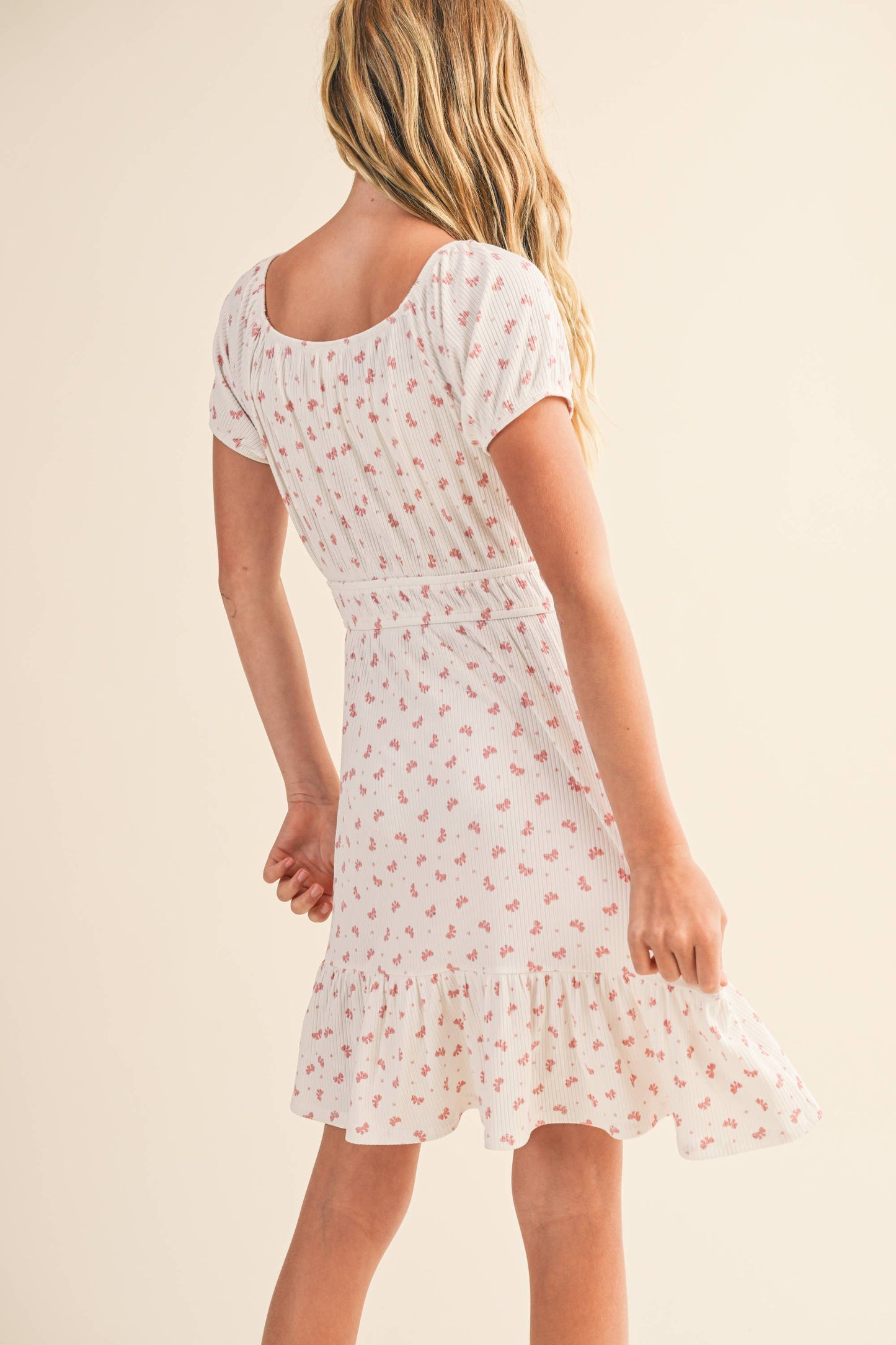 TWEEN KIDS GIRLS PUFF SLV SMOCK WAIST TIERED DRESS (7-12)