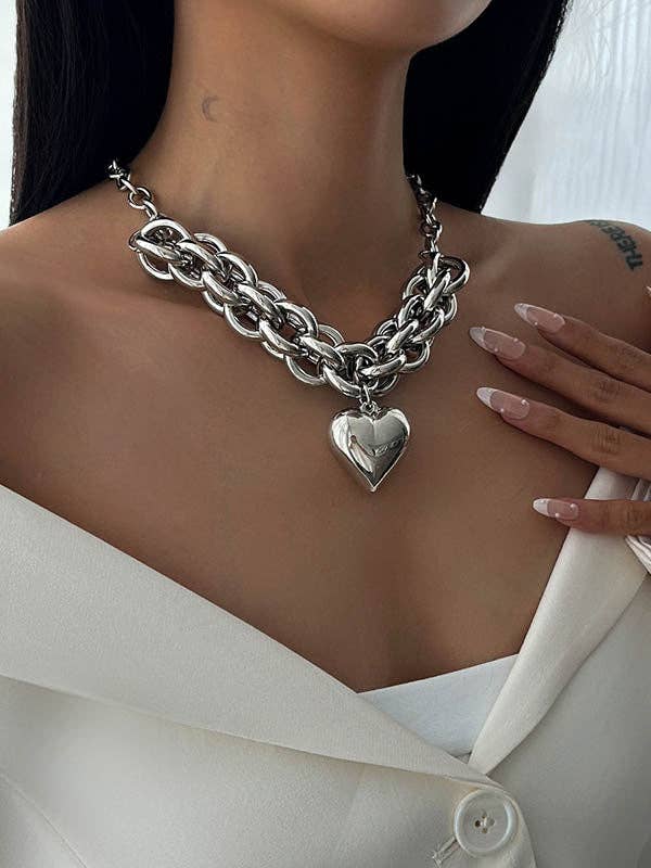 Chains Heart Shape Solid Color Necklaces Accessories