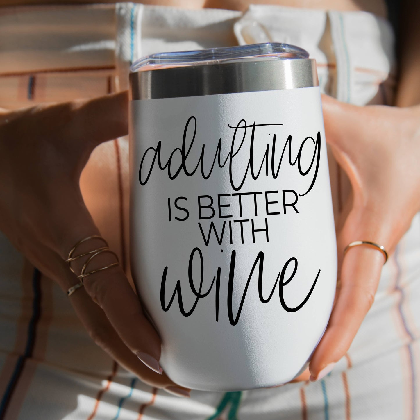 Wine Tumbler With Lid, 17oz Insulated Stainless Steel Cups