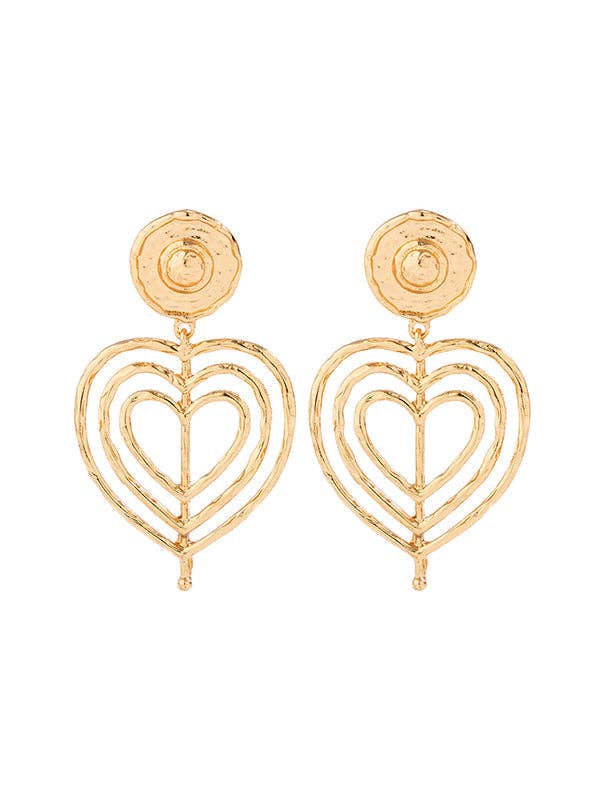 Normcore Geometric Heart Shape Hollow Solid Color Drop Earrings