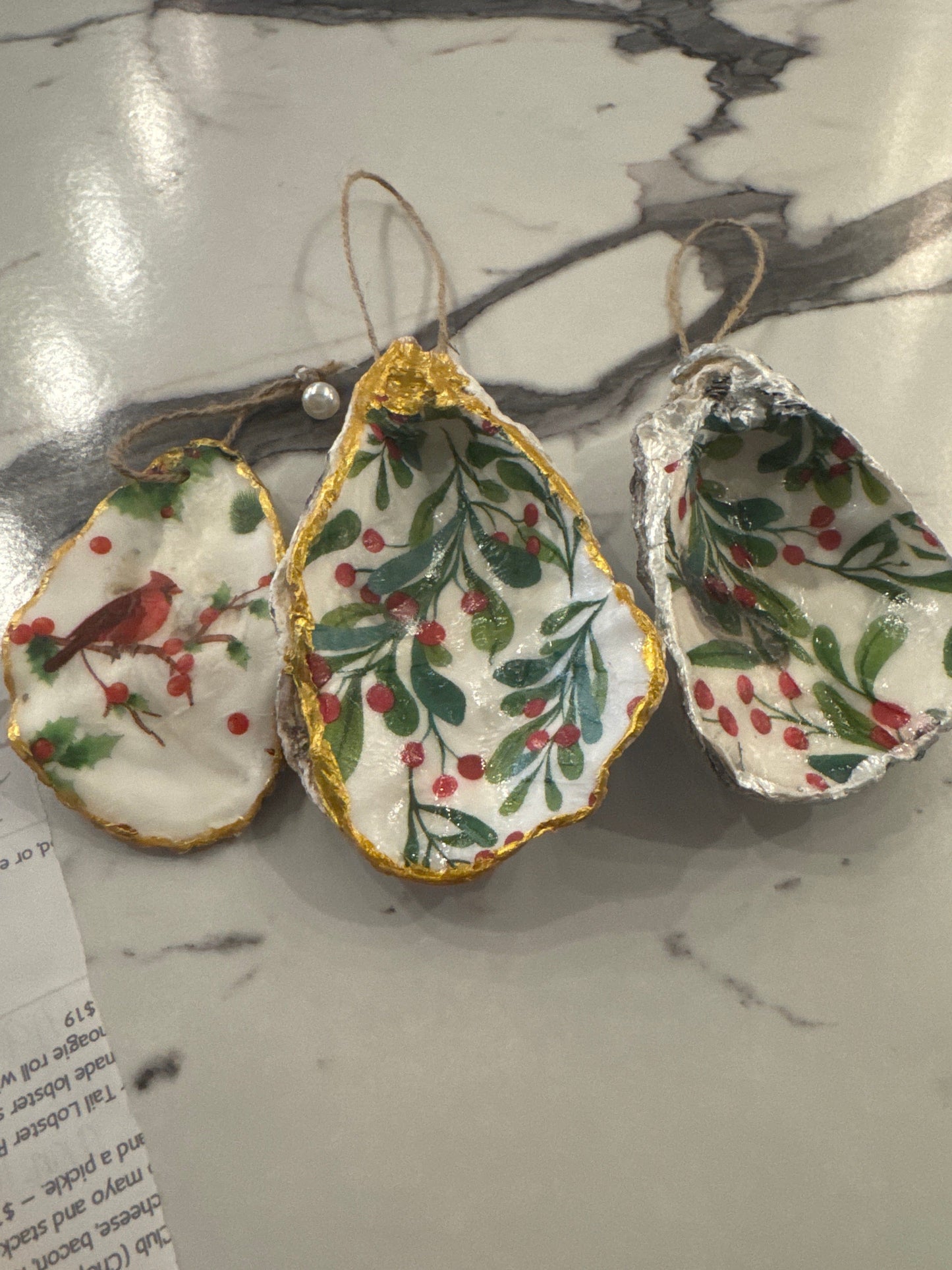 Oyster Shell Christmas Ornaments