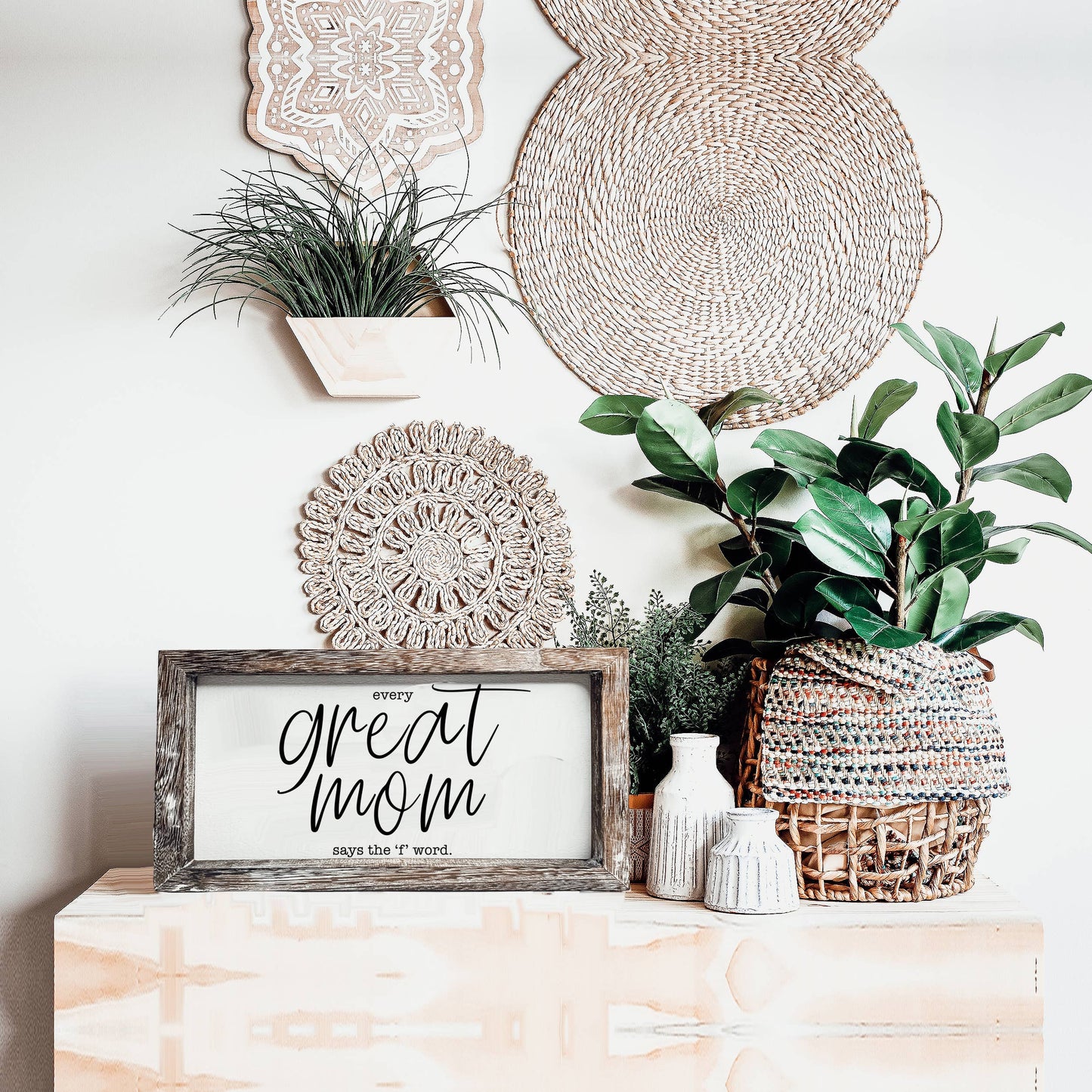 Wooden Sign For Home, Funny Home Decoration Wall + Shelf Art