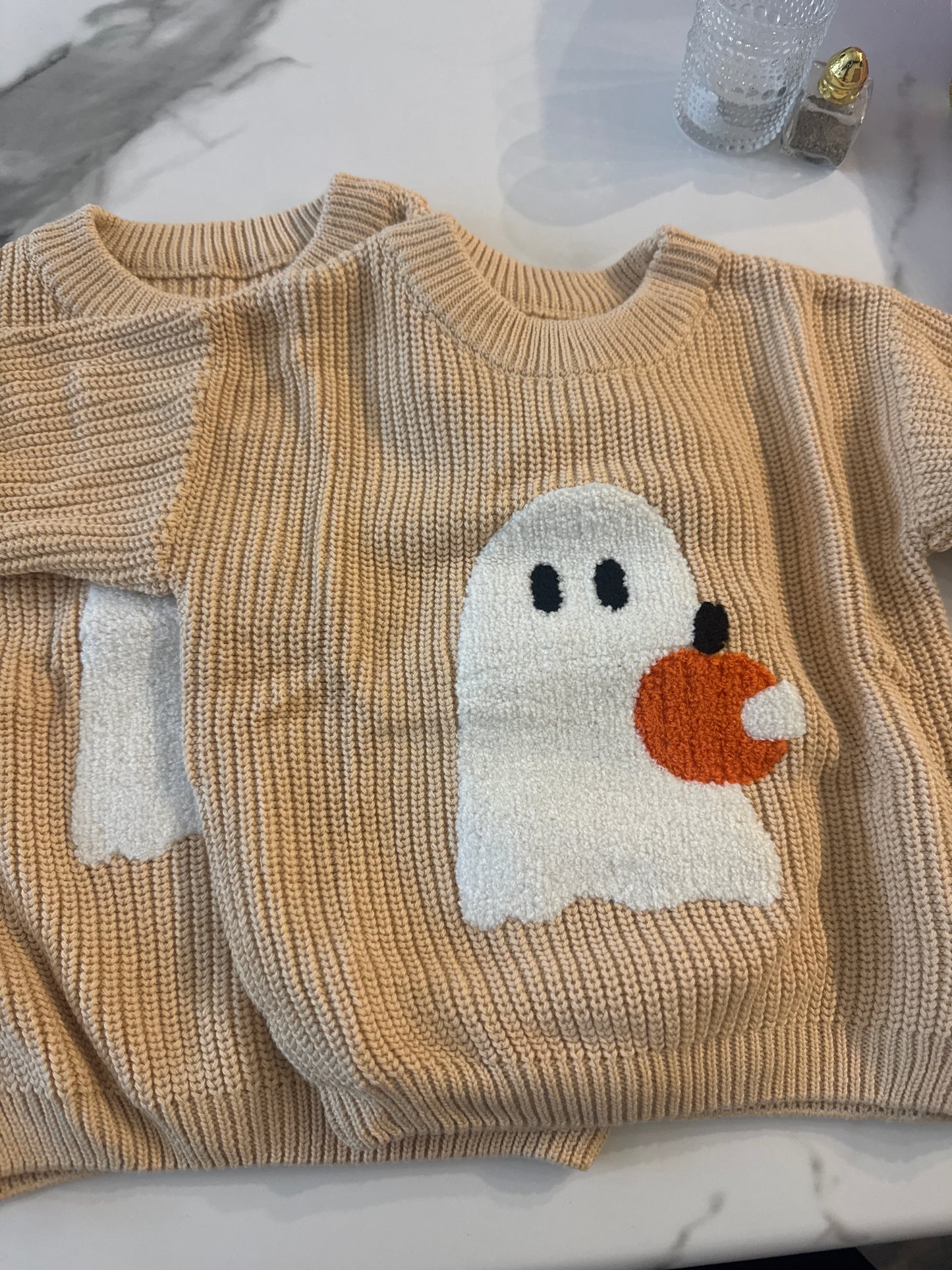 Toddler Ghost w/Pumpkin Sweater