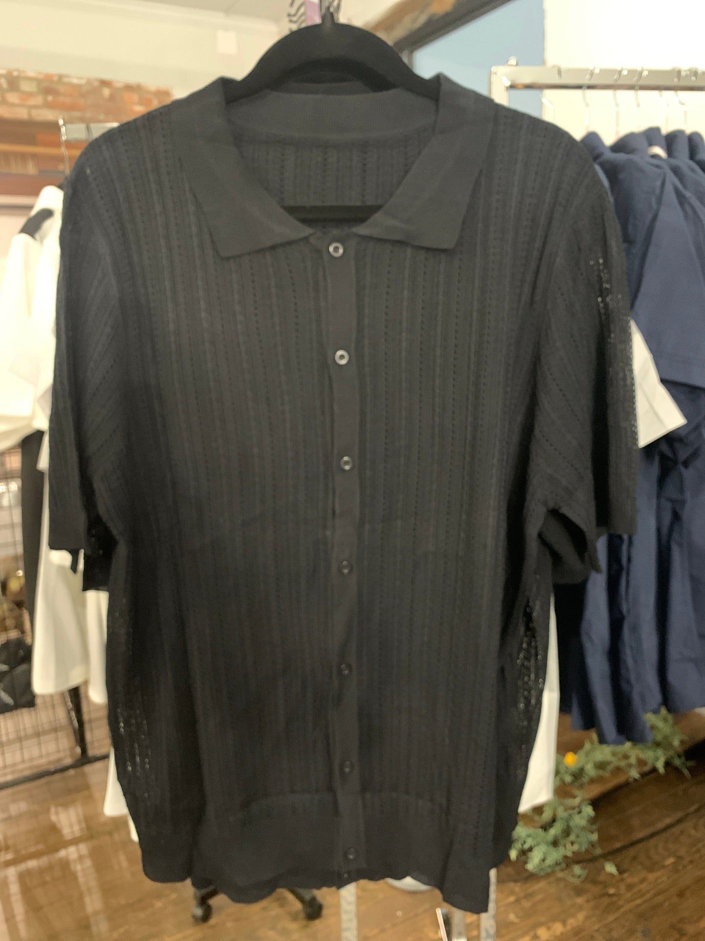 Black Button Up Short Sleeve Shirt