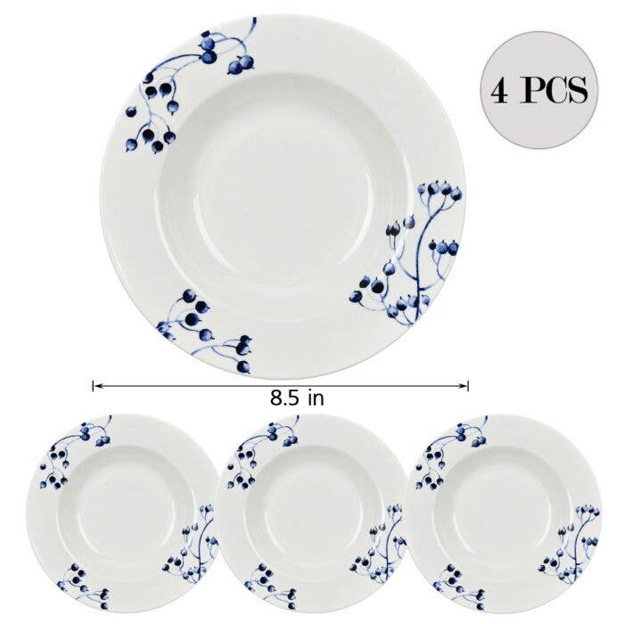 Azur de Limoges New Bone China Deep Plate Set of 4