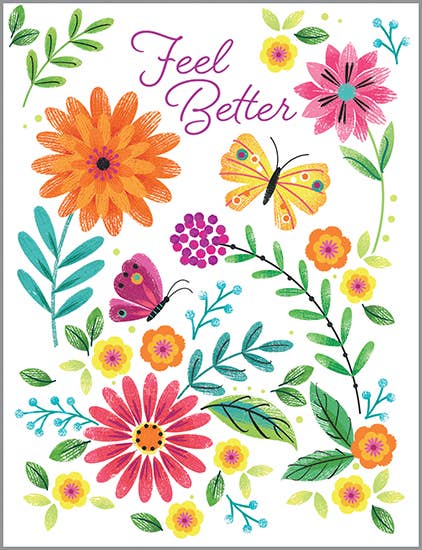 With Scripture Get Well Card - Butterfly and Stems