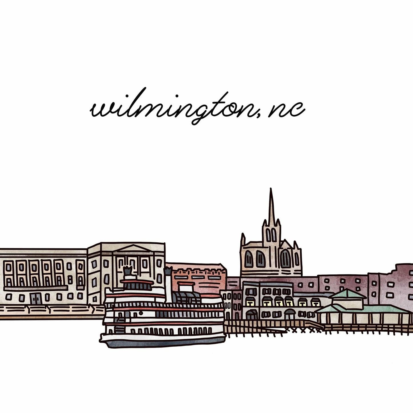 Wilmington North Carolina skyline city hanging tile sign