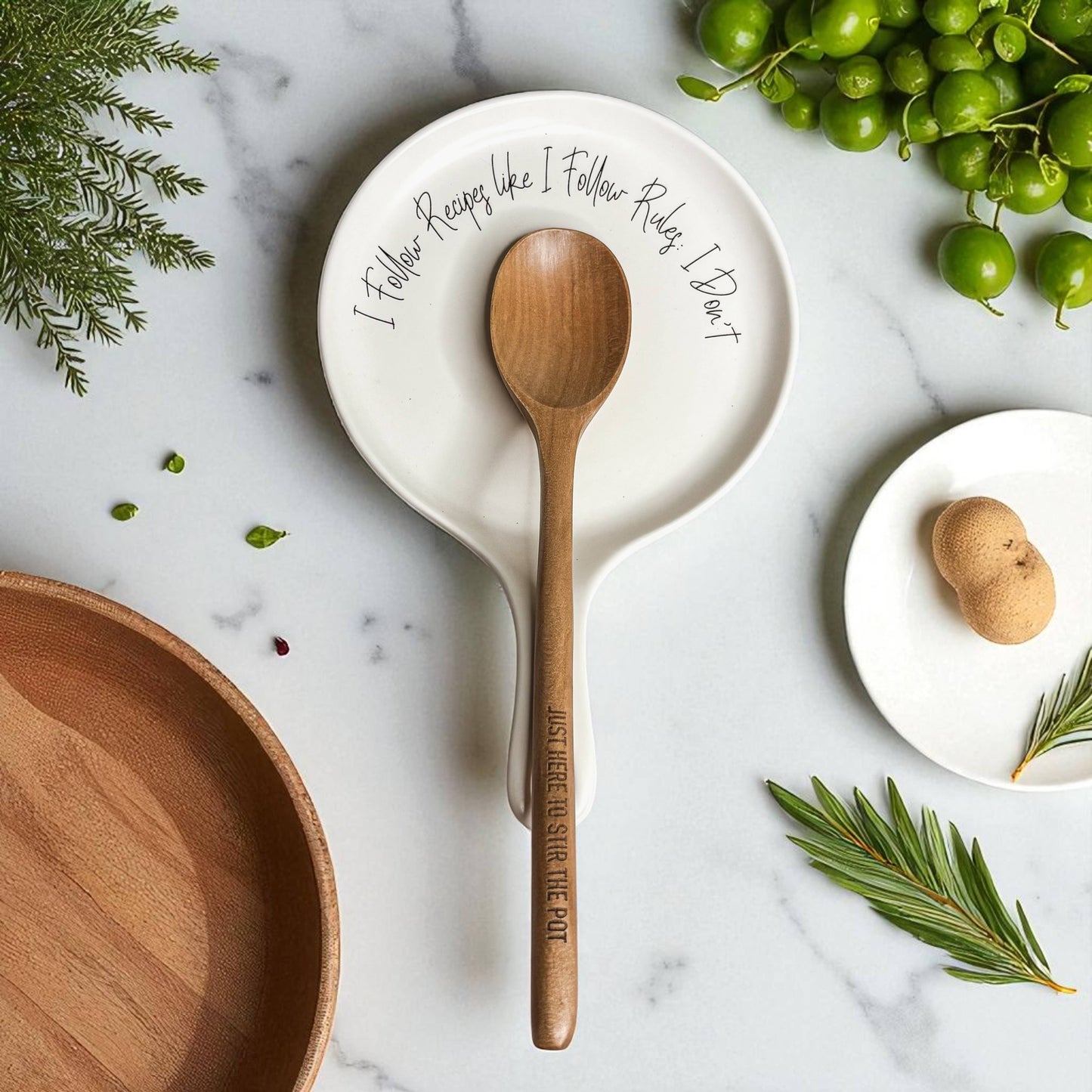 Spoon Rest Ceramic Funny, Modern Kitchen Foodie Decor & Gift