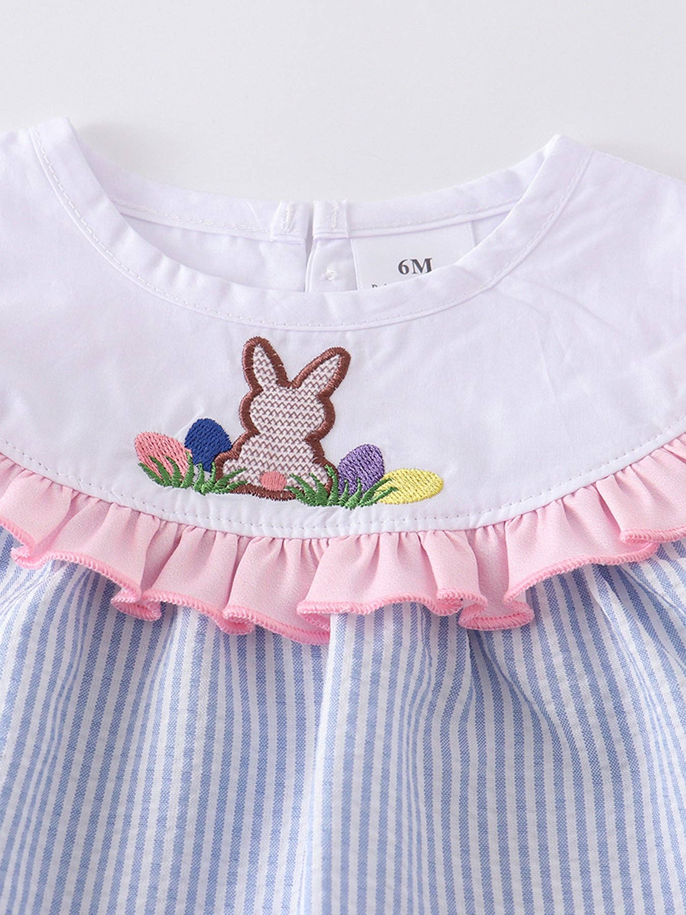 Blue Stripe Rabbit Applique Baby Set