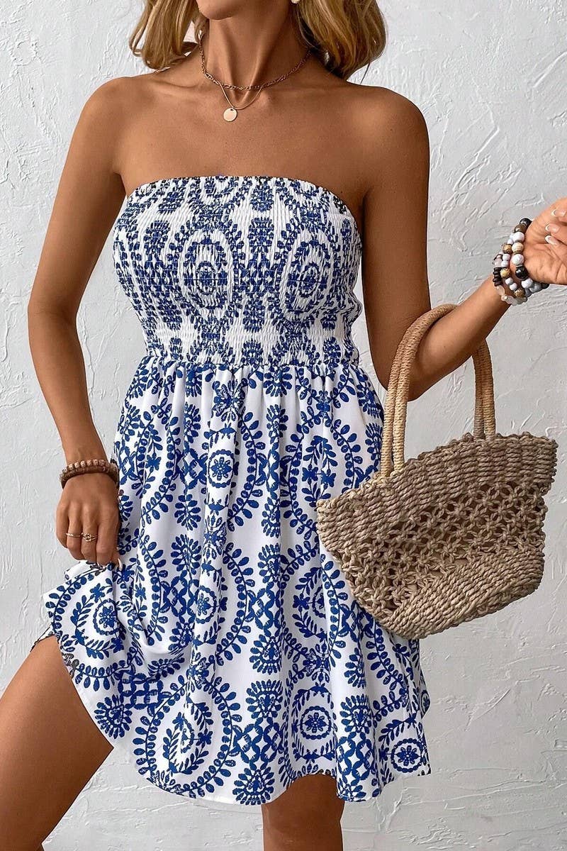 BLU PRINTED TUBE TOP DRESS