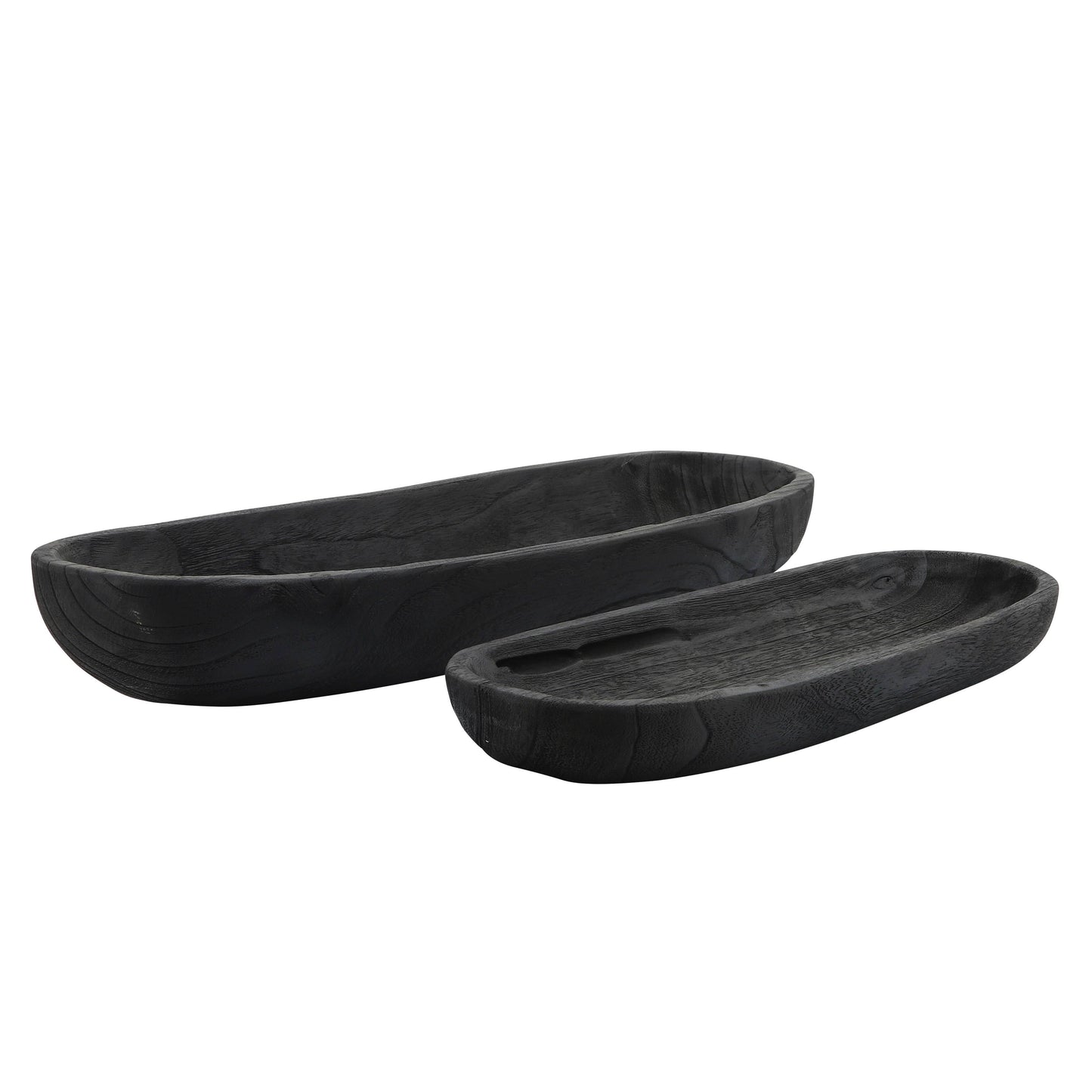 Black 18/24 in. Wood Oval Shaped Decorative Plate (Set of 2)