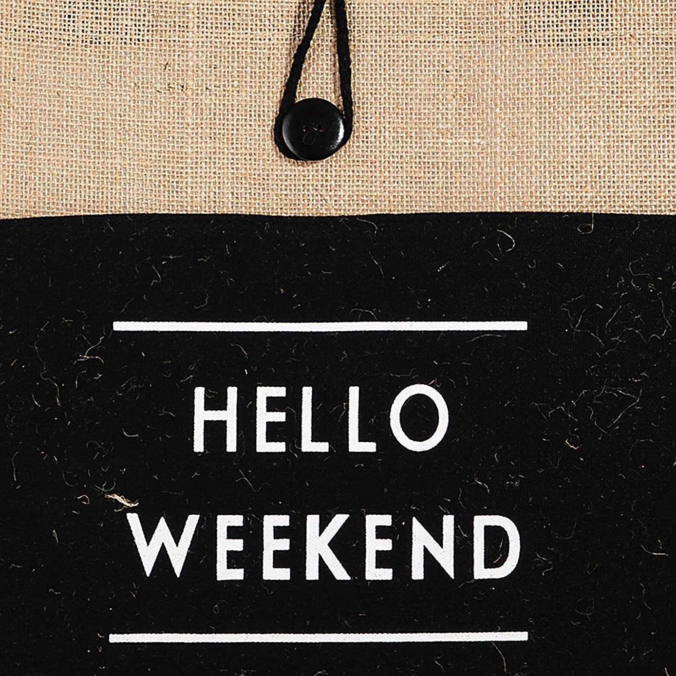 Hello Weekend Burlap Tote Bag - Standard Width