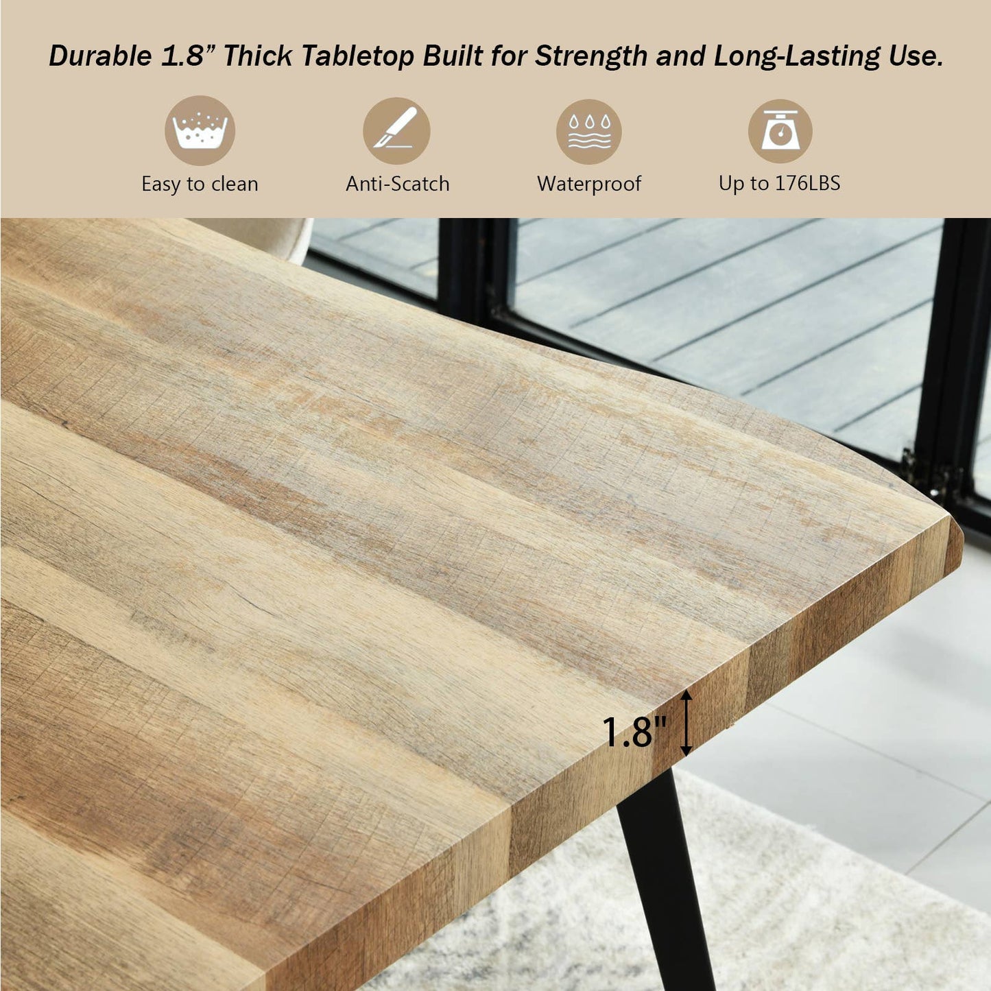 5-Piece Dining Set-63" Wave-Edge Wal Table and Chair Options