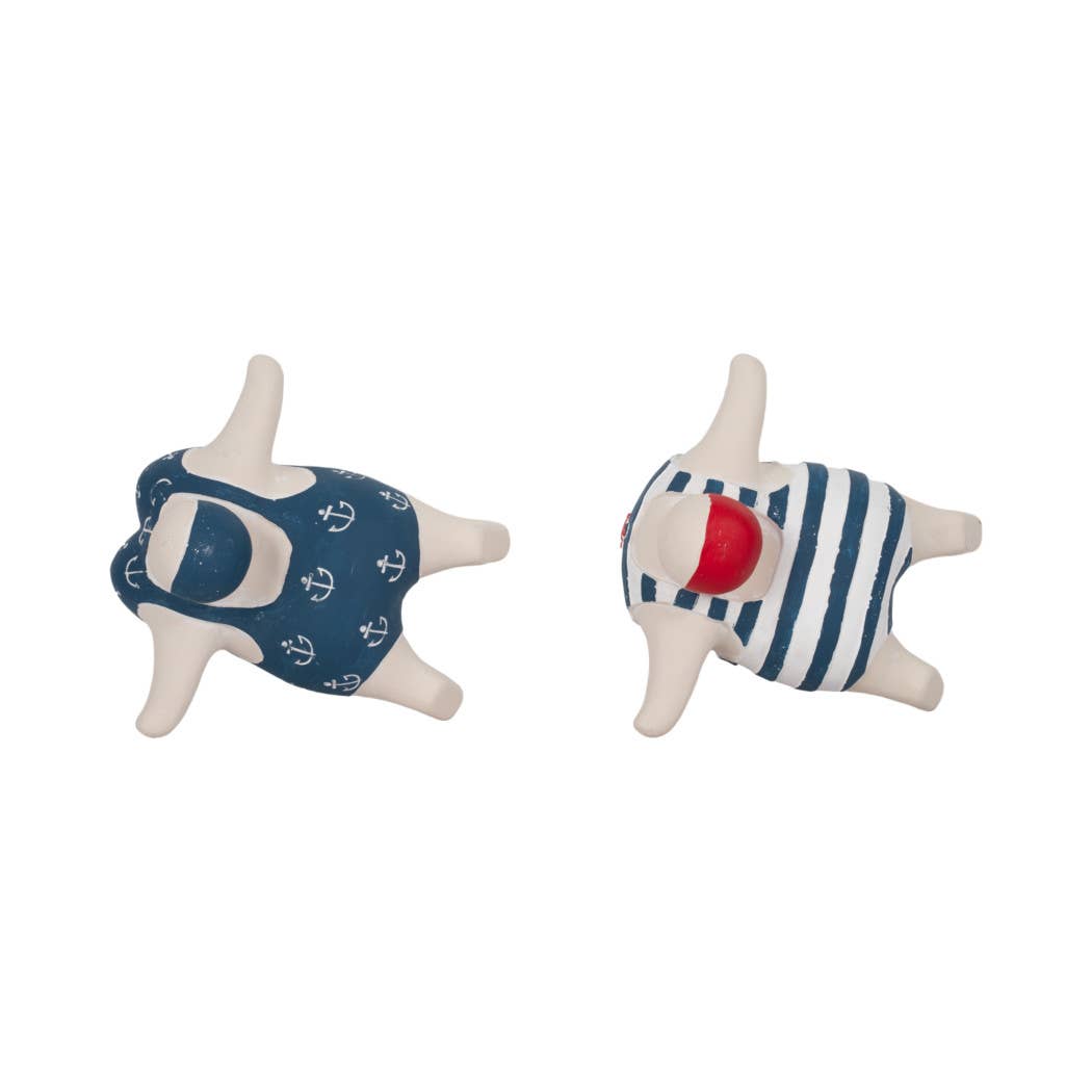Figurines Set of 2 - Blue Ceramic Bathing Beauties, 7 in.