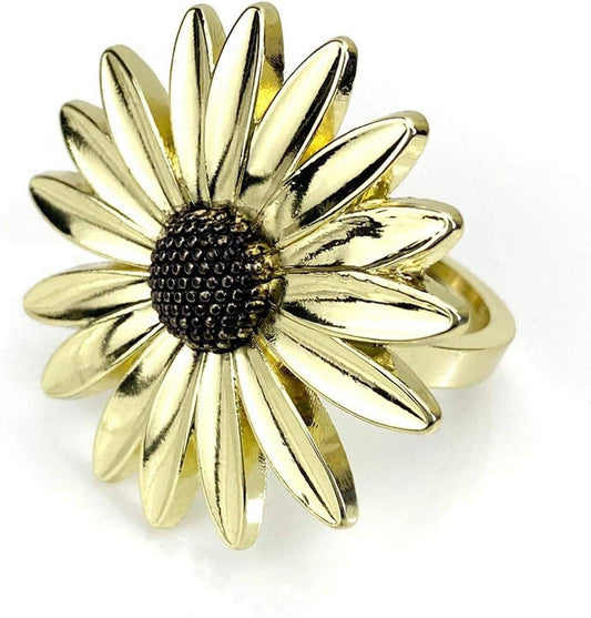 Gold Sunflower Metal Napkin Ring