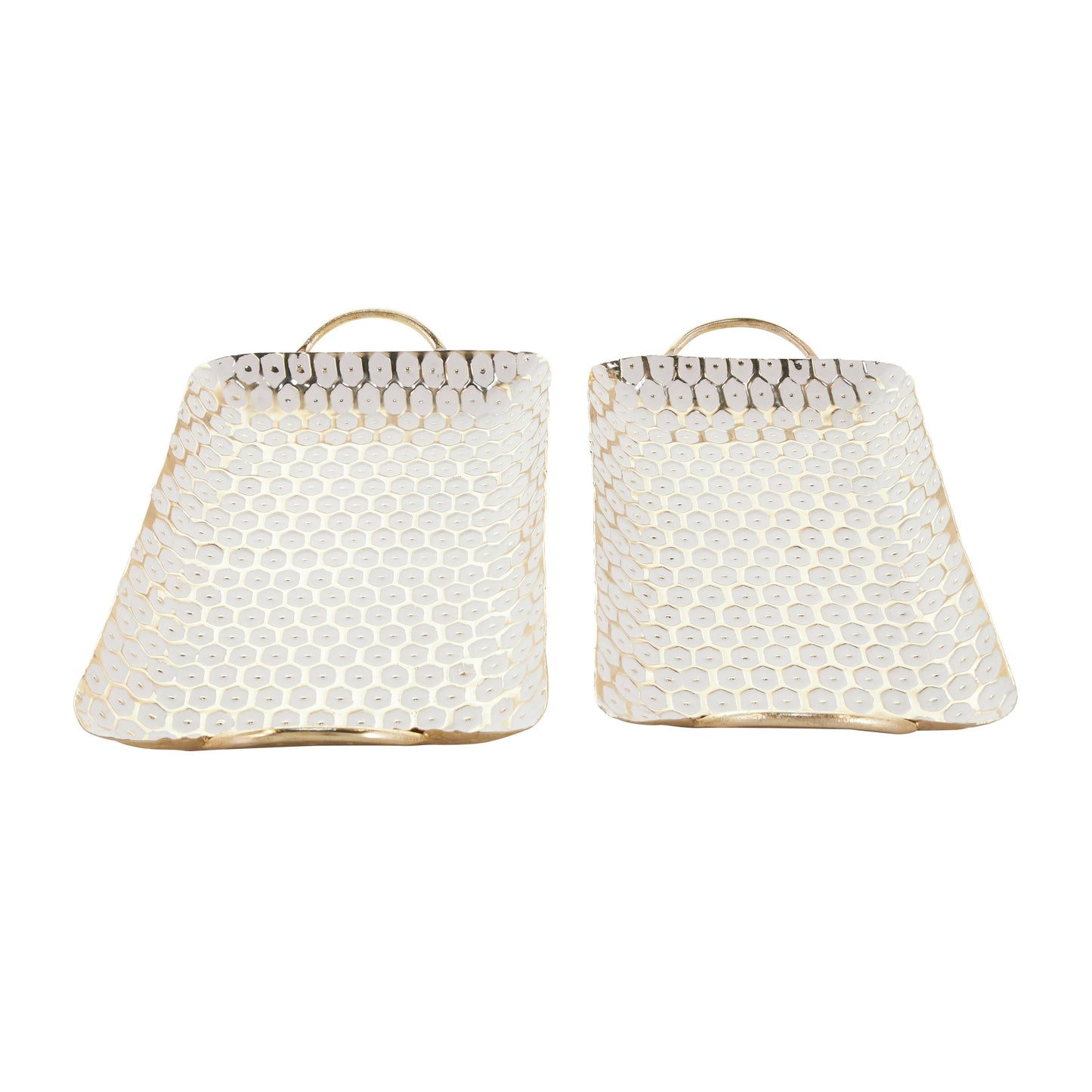 Large Gold and White Metal Tray