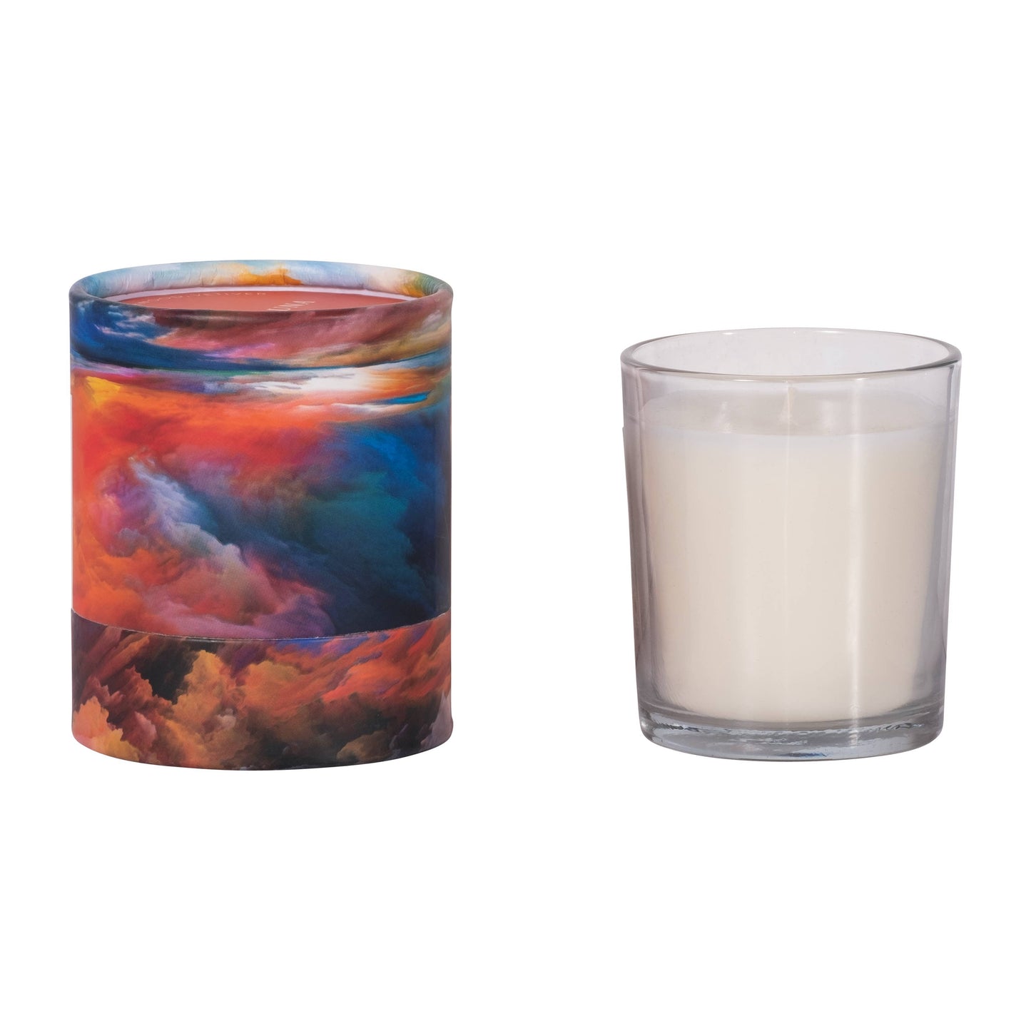 Decorative Candle - Orange/Blue Glass Lying In Bed, 7 Oz