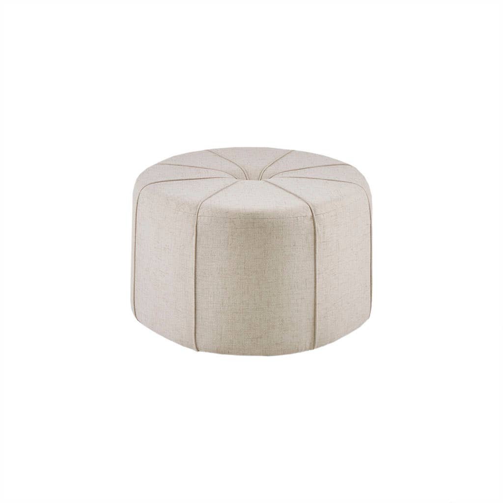 Oval Oversized Ottoman with Tufted Center, Cream *