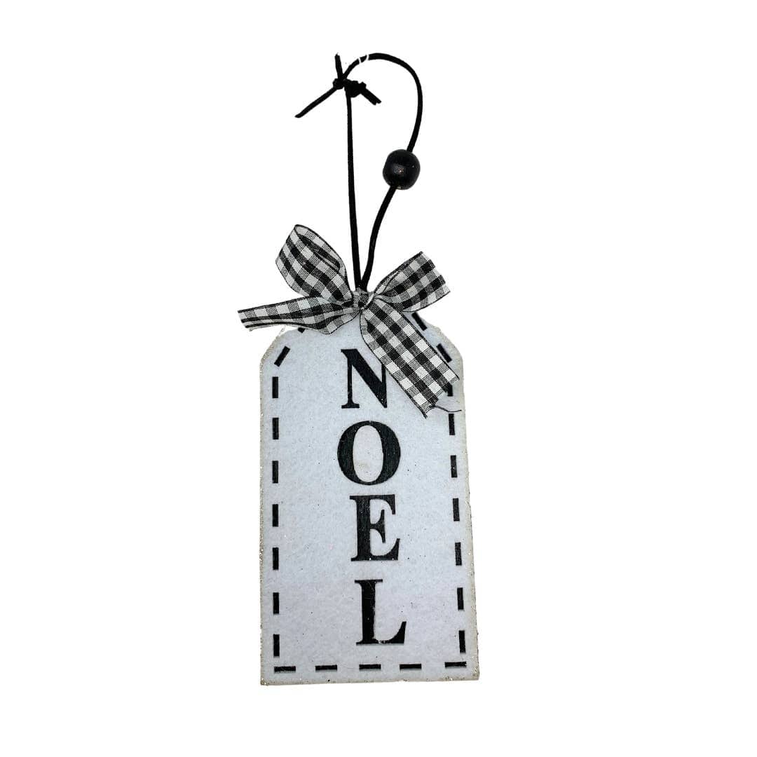 "NOEL" Tag Christmas Ornament-Black/White