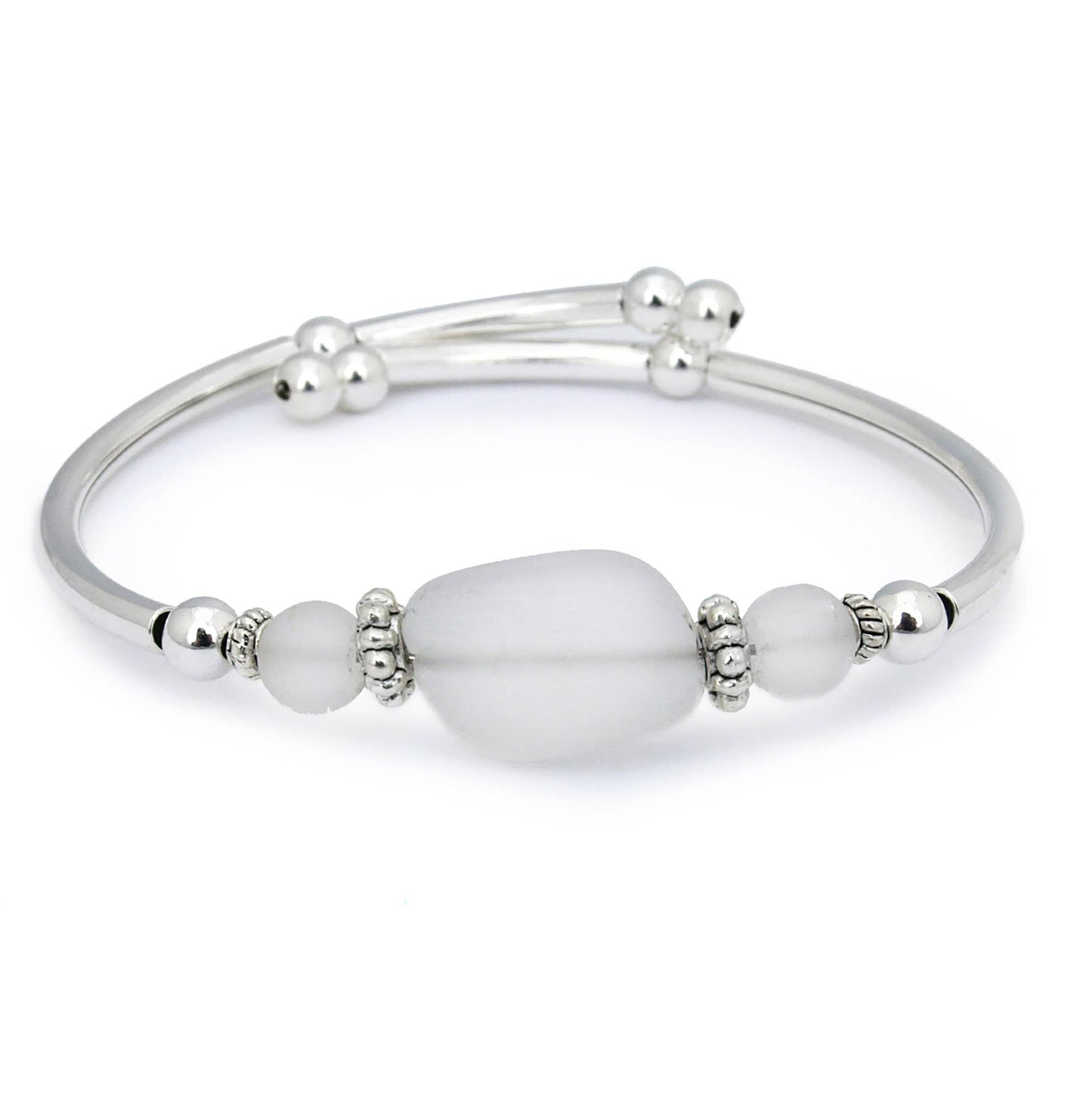 Clear Sea Glass Single Bracelet