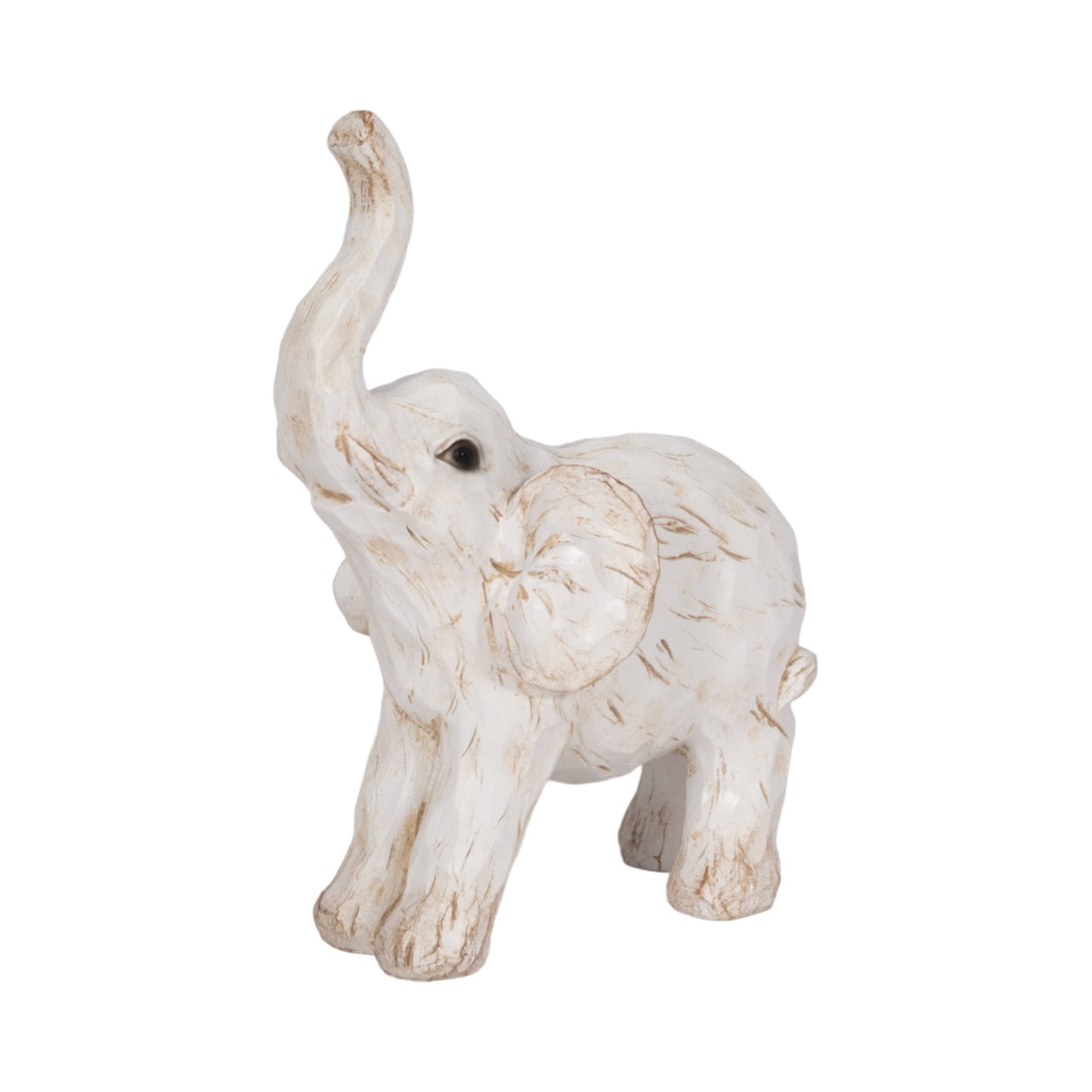 Resin Elephant Statue Decorative Sculpture - White, 8 in.