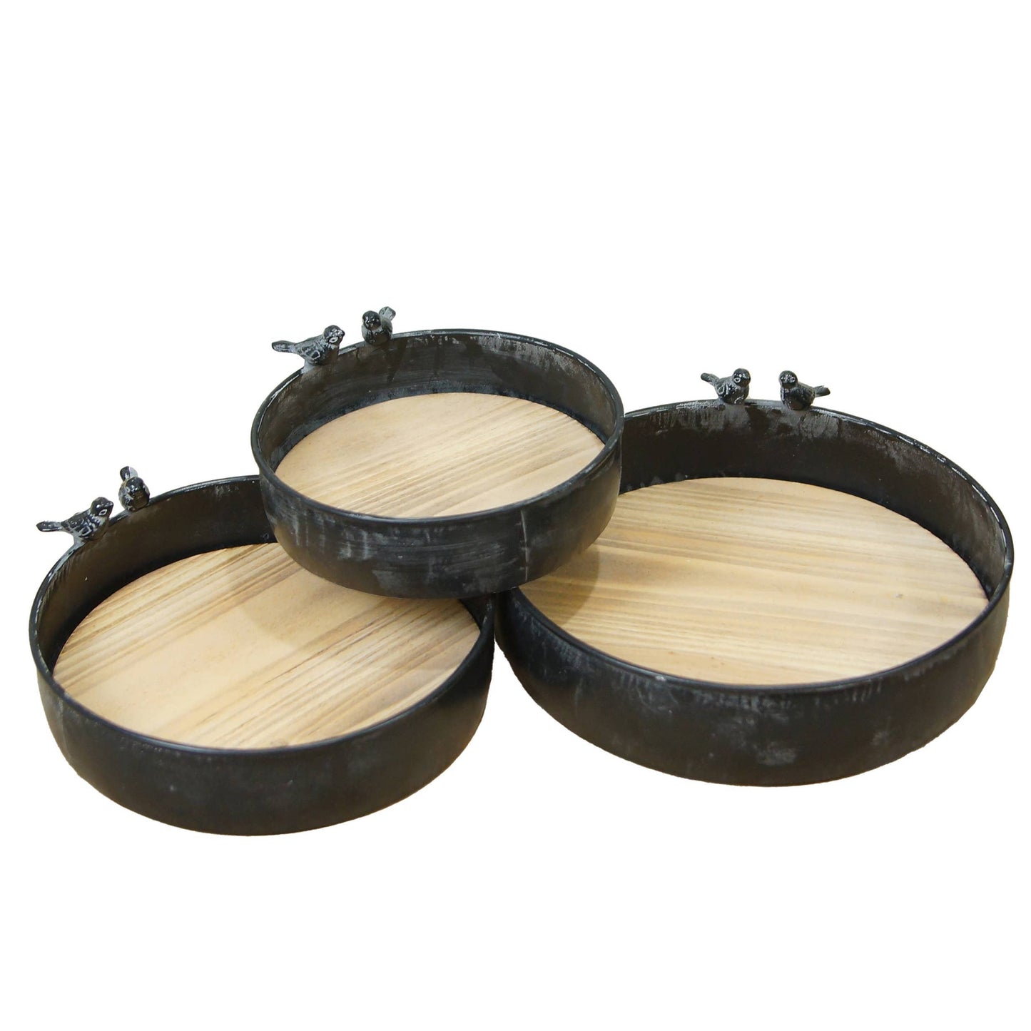VIP Wood & Metal Ring Tray Set w/ Birds