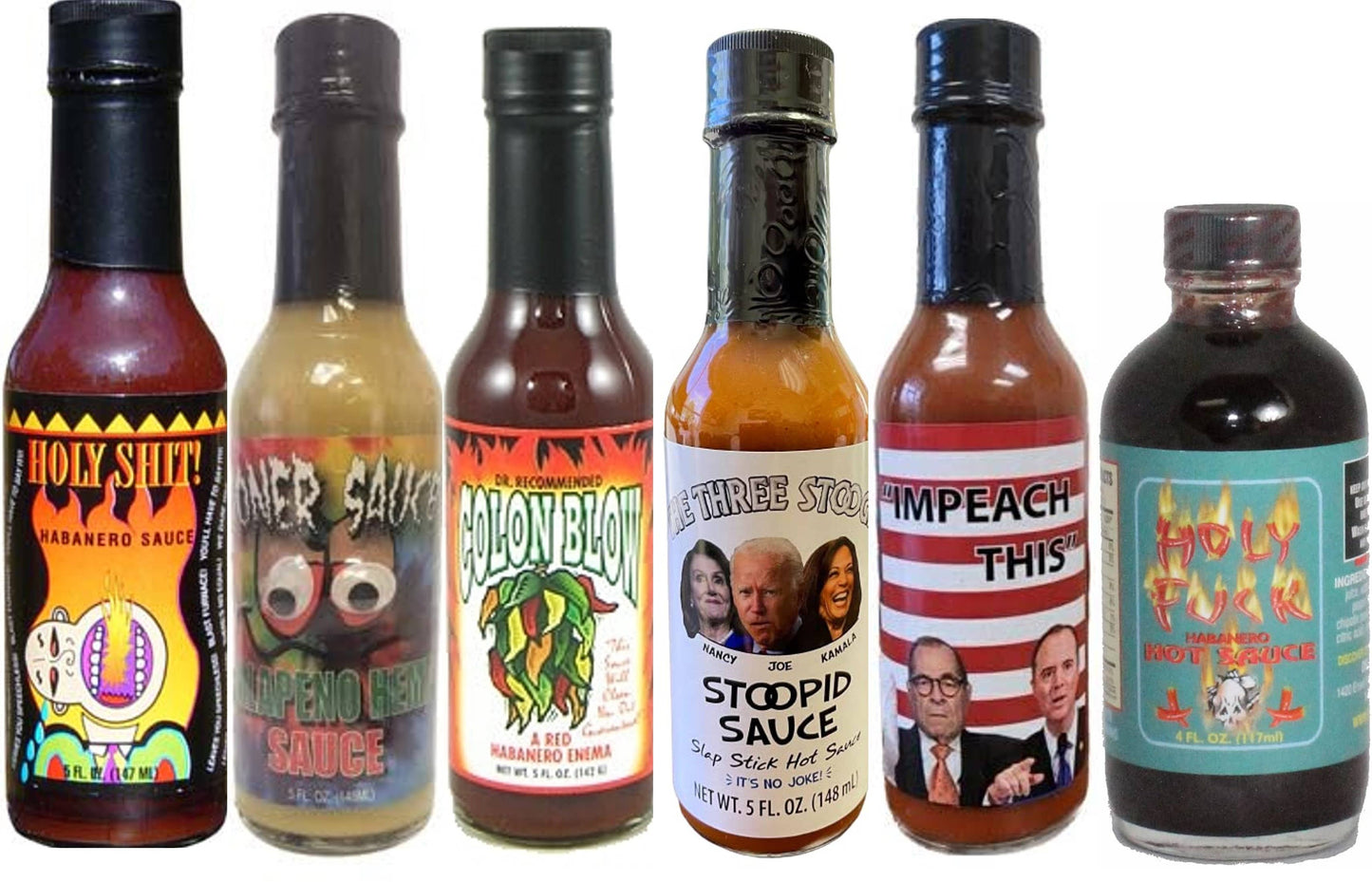 Hot Sauce, Jalapeno, Habanero, Novelty Labels, 5oz