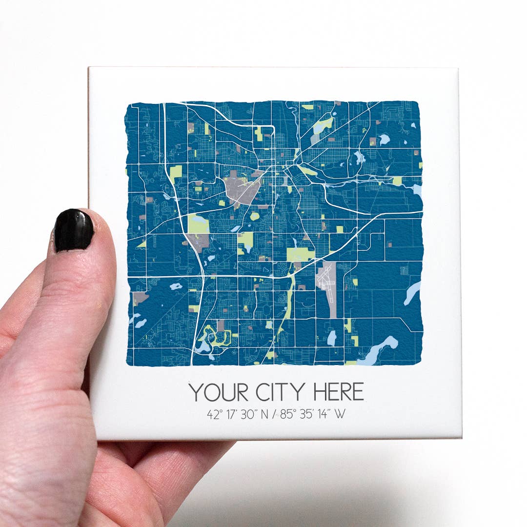 Watercolor City Map Coasters - Your City - Custom Order