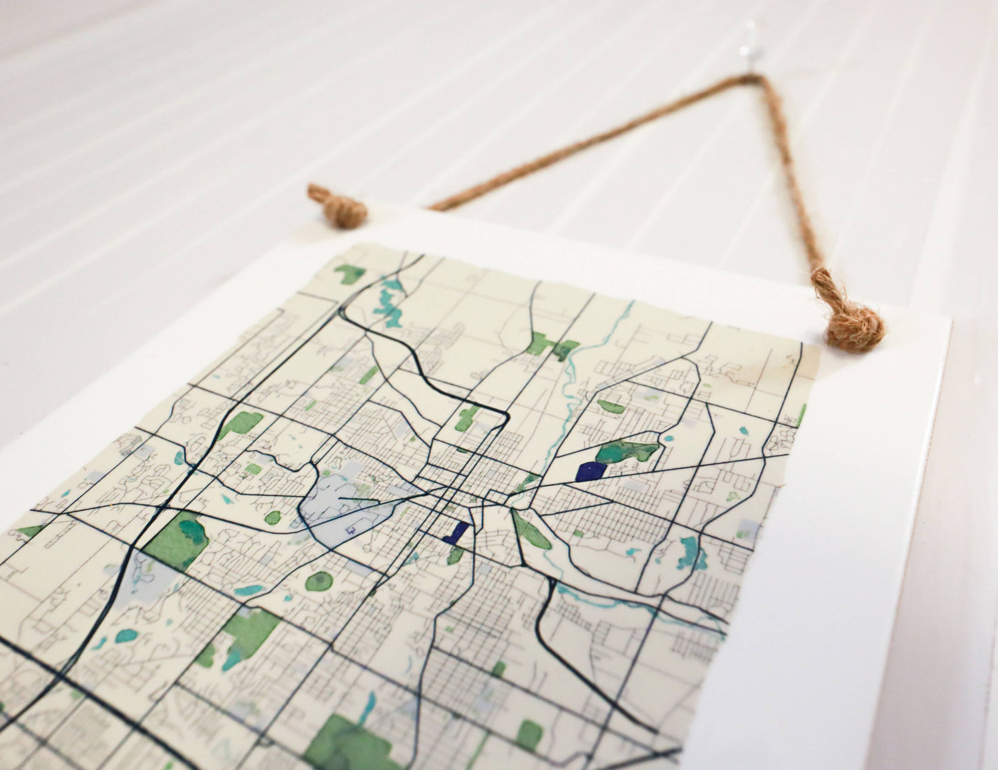Watercolor City Map Tile Sign - Rectangle - Custom Order