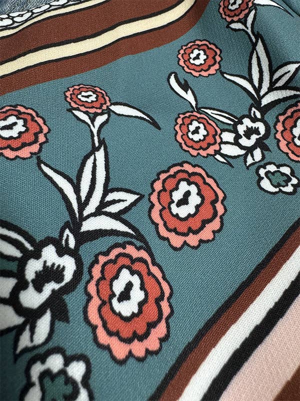 Flared Pants Floral Printed High-Waisted Pockets Jean Pants Bottoms