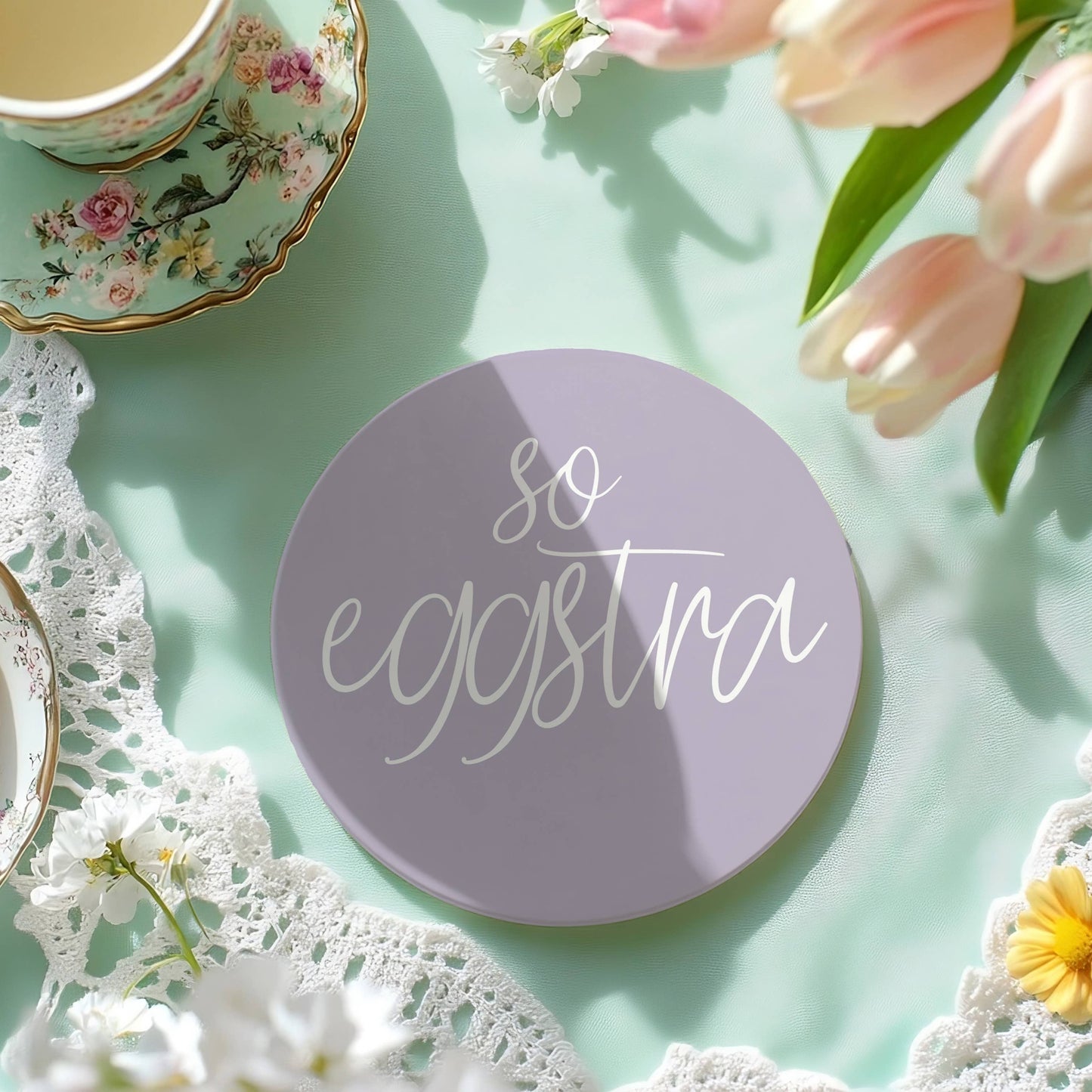 Easter Tabletop Decorations, Spring Coaster Gift Set Ceramic
