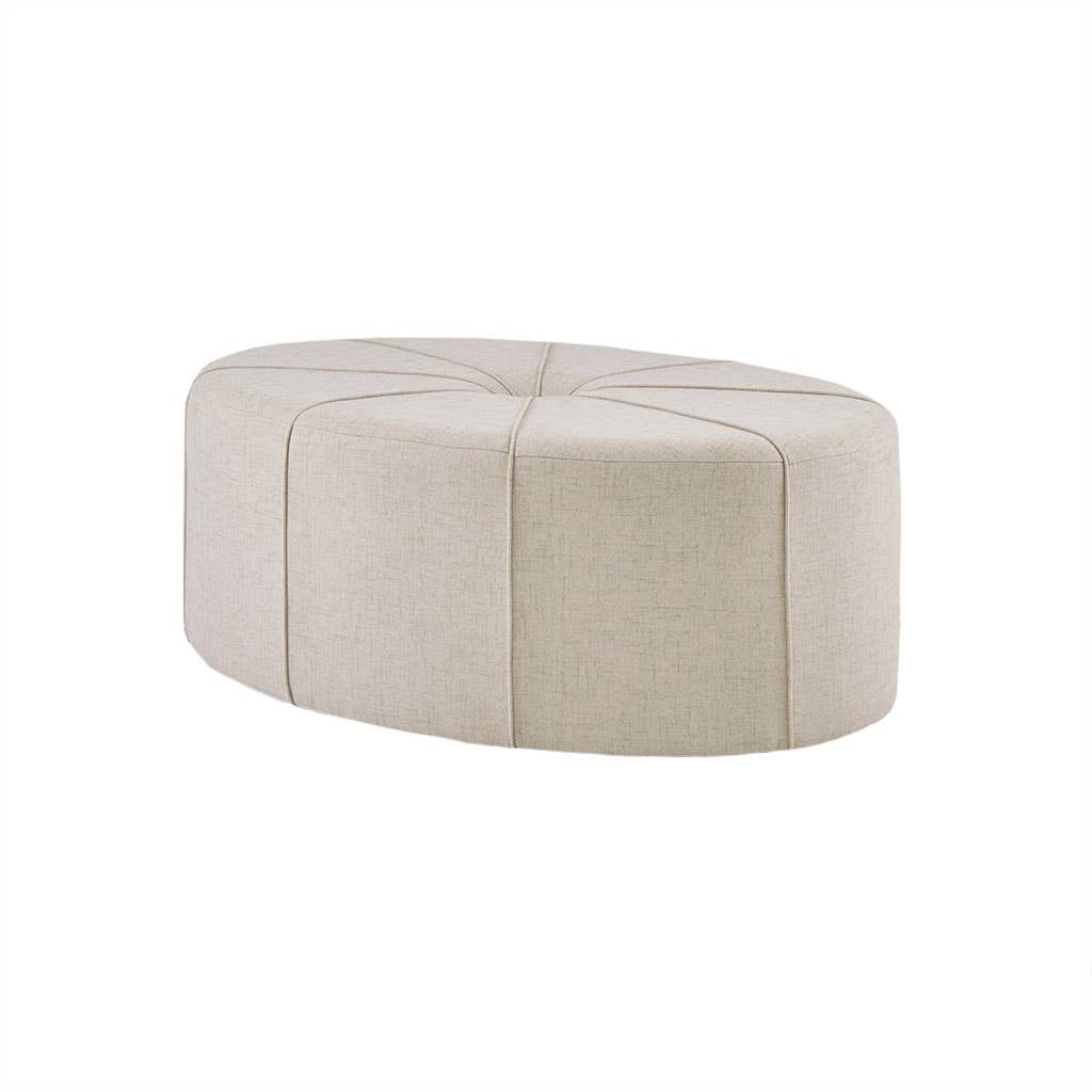 Oval Oversized Ottoman with Tufted Center, Cream *