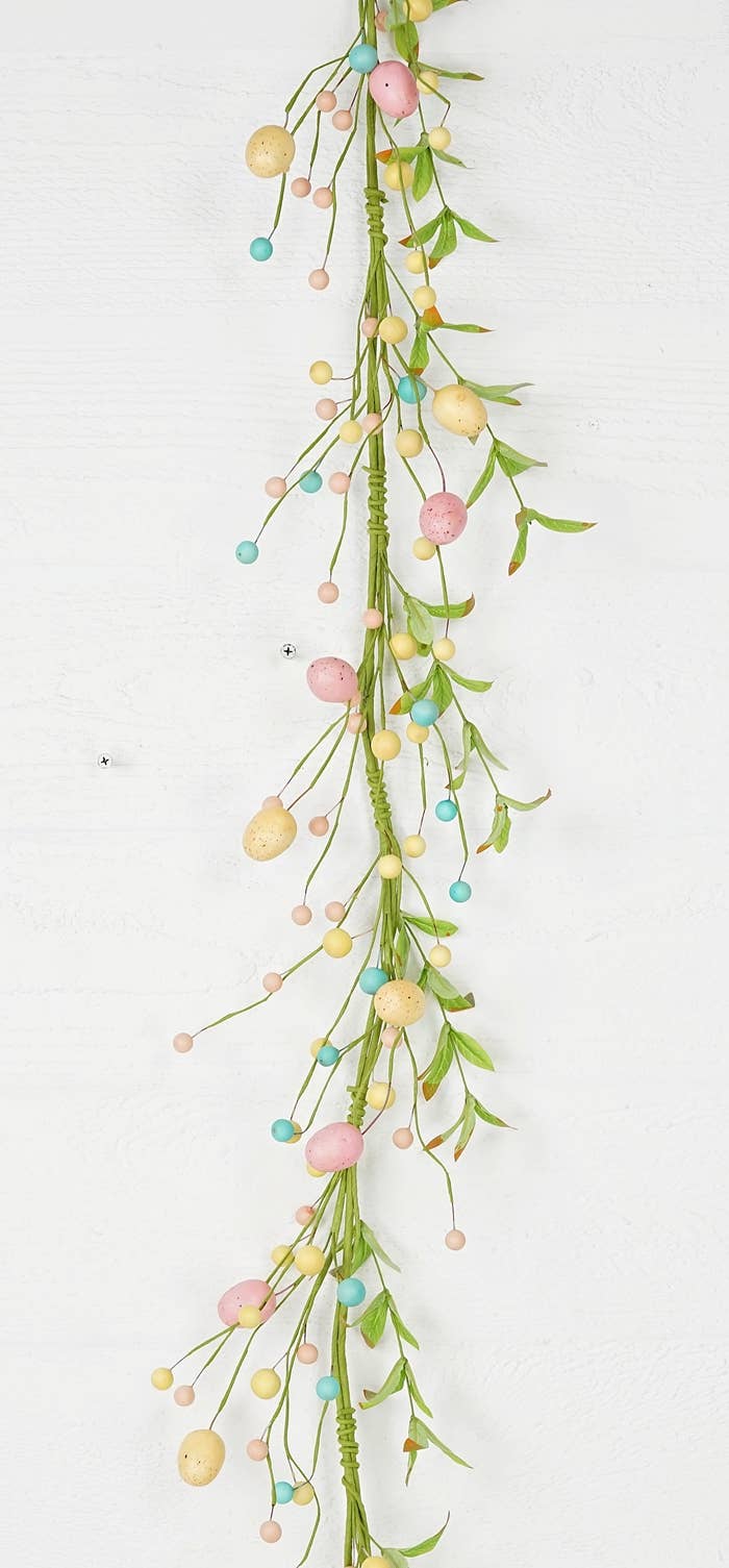 4ft Garland-Mix Pastel Eggs with Willow Leaves