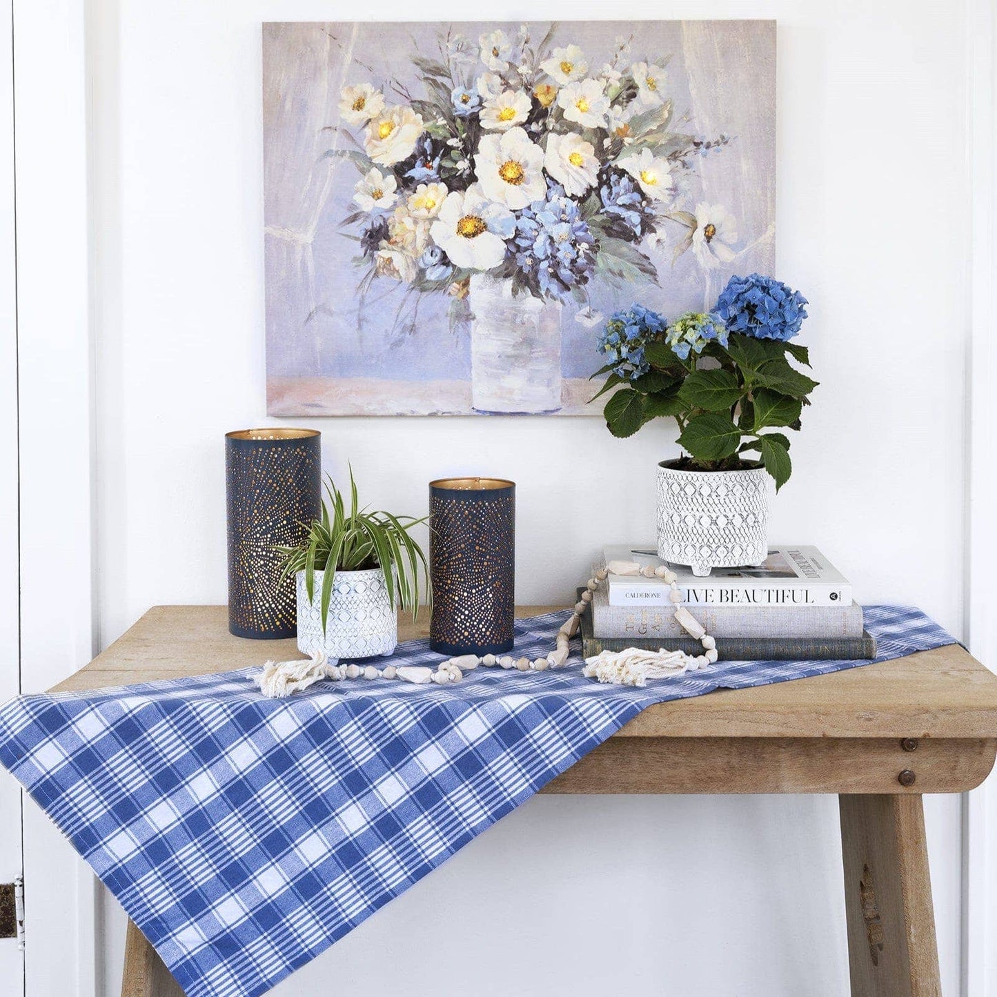 Blue and White Bouquet LED Print