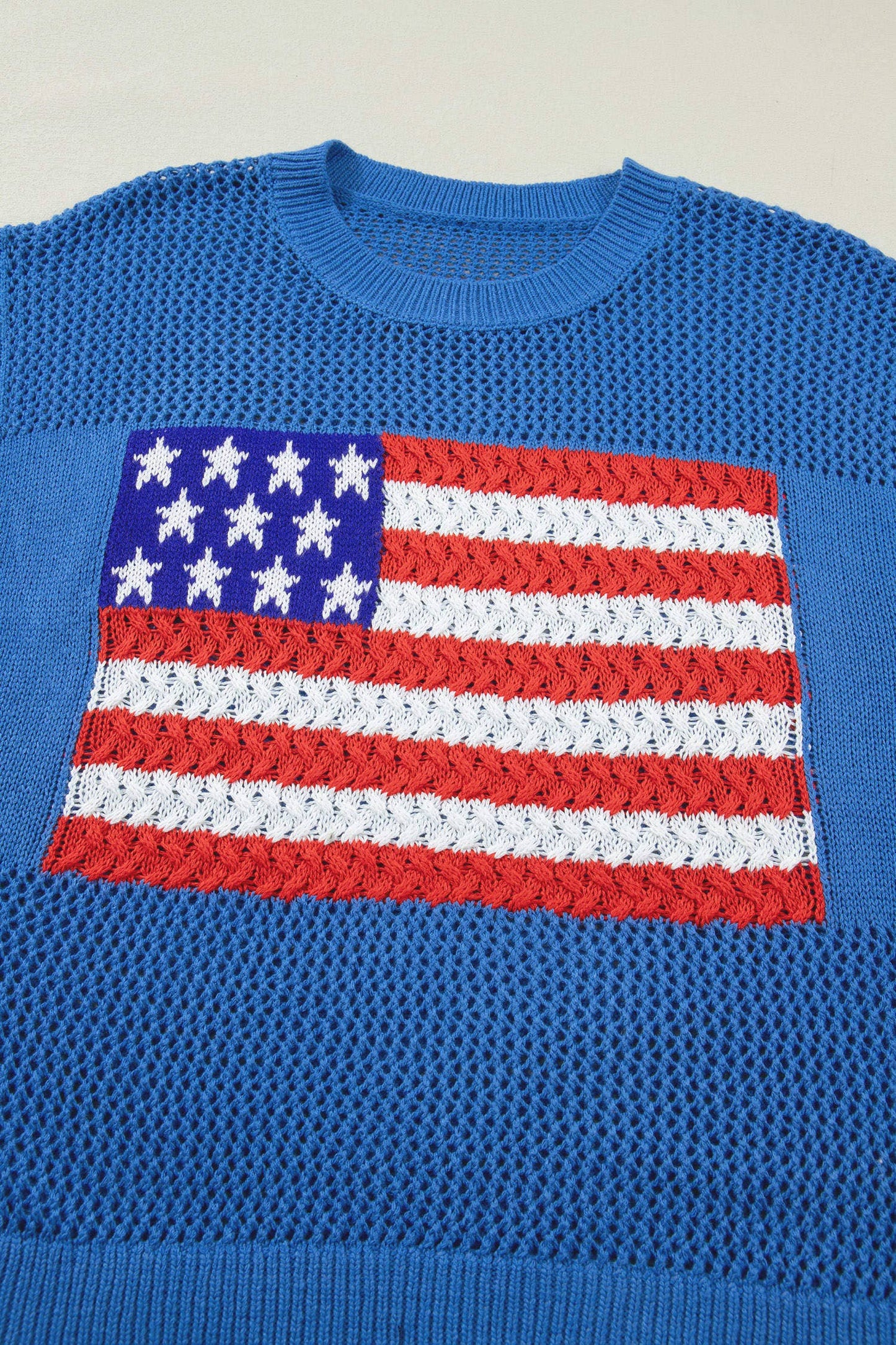 Spring Flag Graphic Short Sleeve Sweater Top (S-XL)