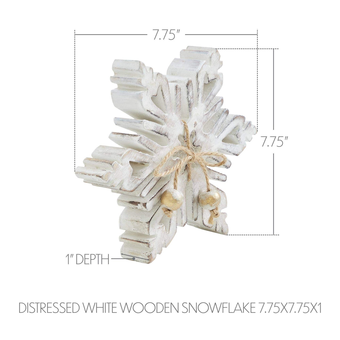 White Wood Snowflake 7.75x7.75x1