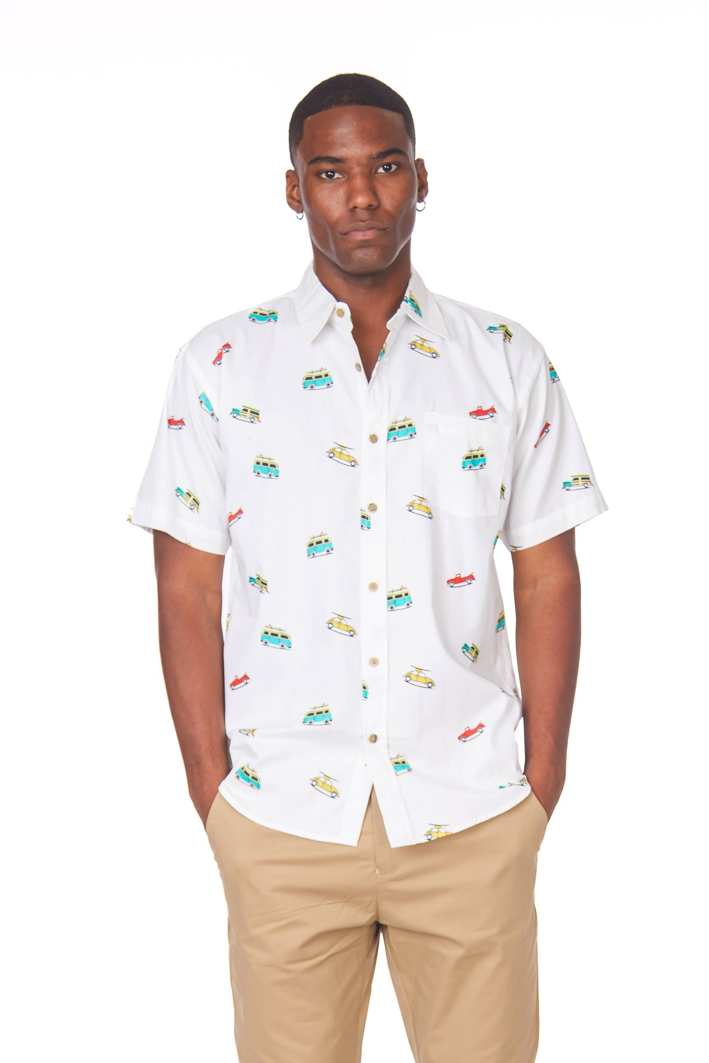 Men's Printed Woven Fun Print Short Sleeve Cotton Shirt