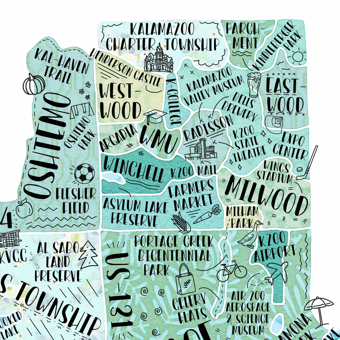 Hand Drawn Map Tile Sign -