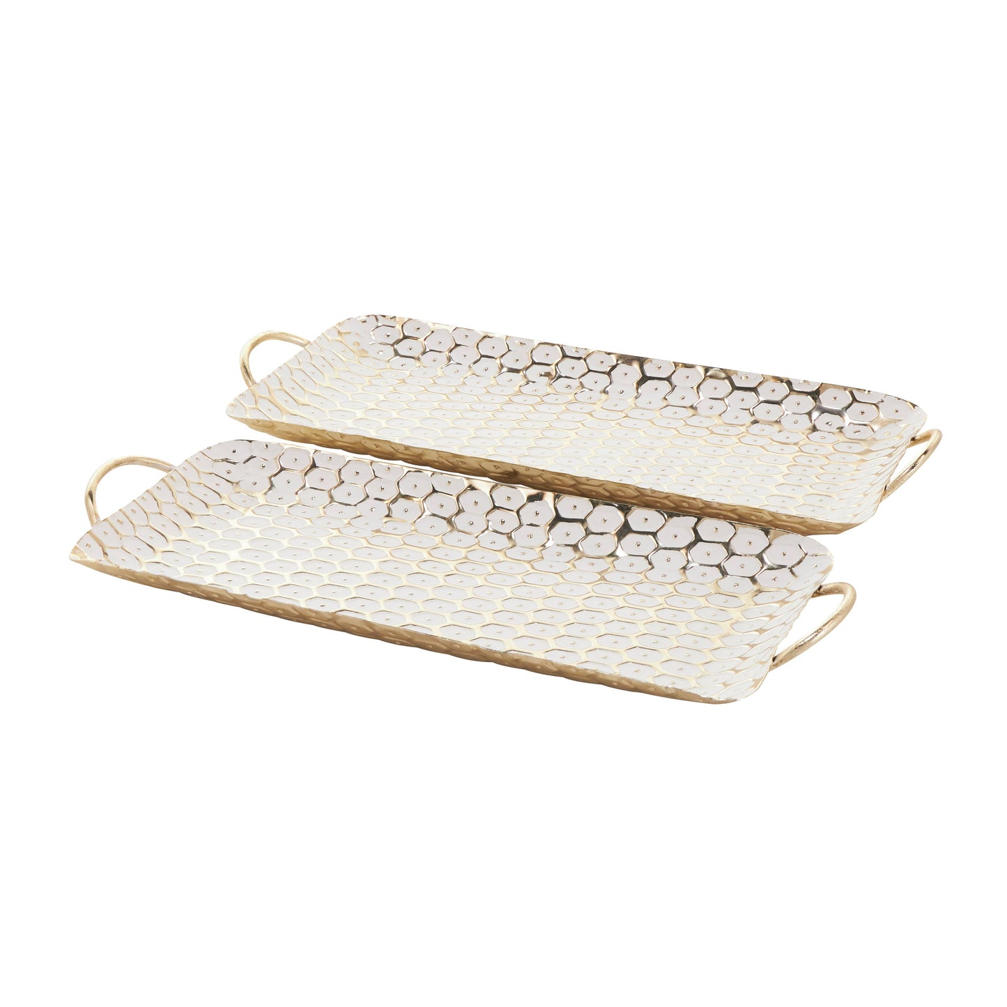 Large Gold and White Metal Tray