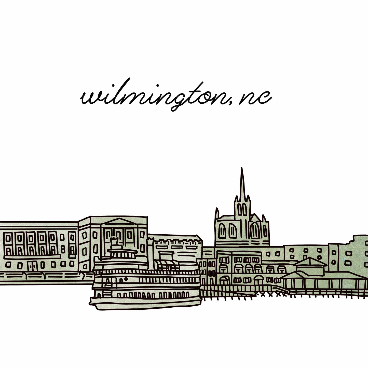 Wilmington North Carolina skyline city hanging tile sign