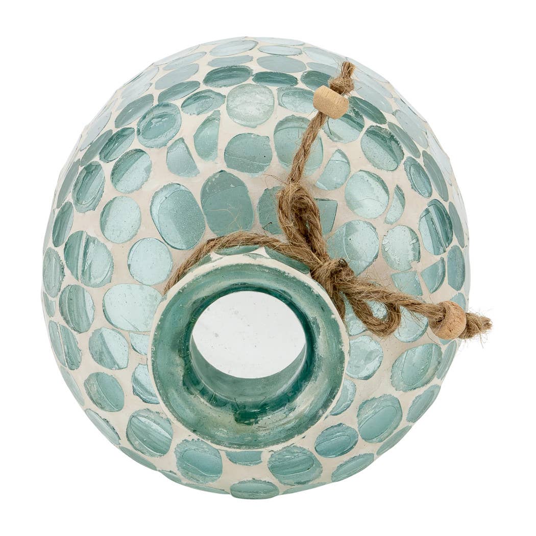Glass Mosaic Textured Round Accents Vase - Blue, 6 in.