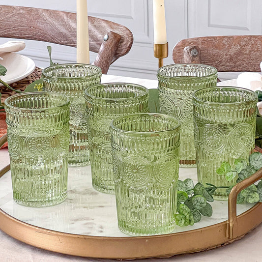 13 oz. Vintage Textured Drinking Glasses (6 pcs)