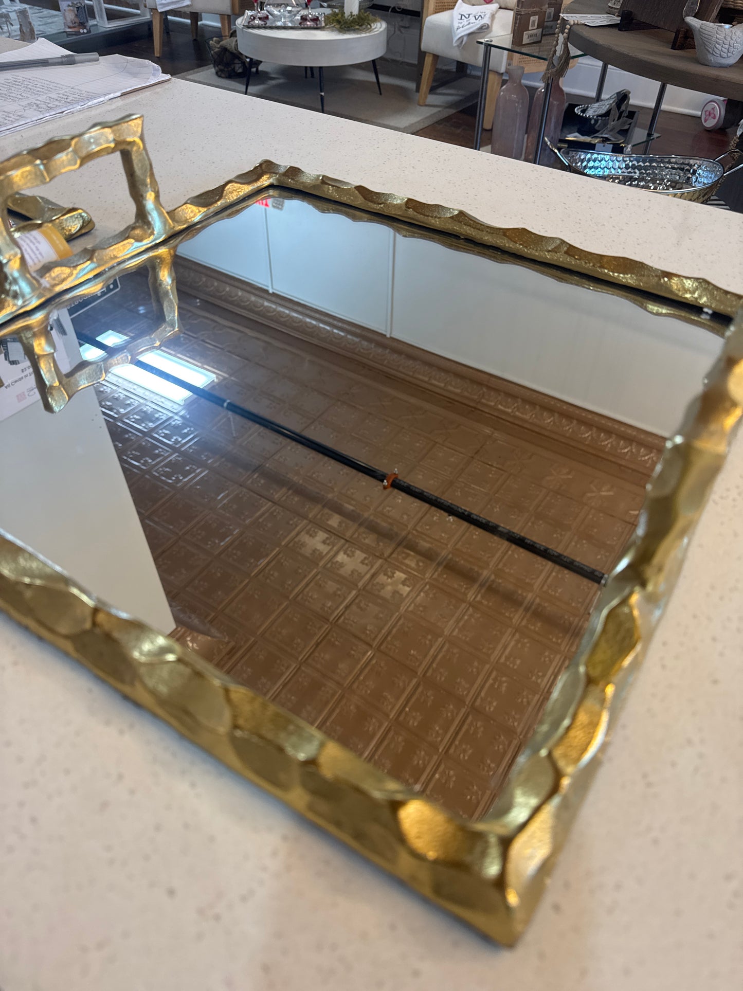 Large Gold Mirror Tray