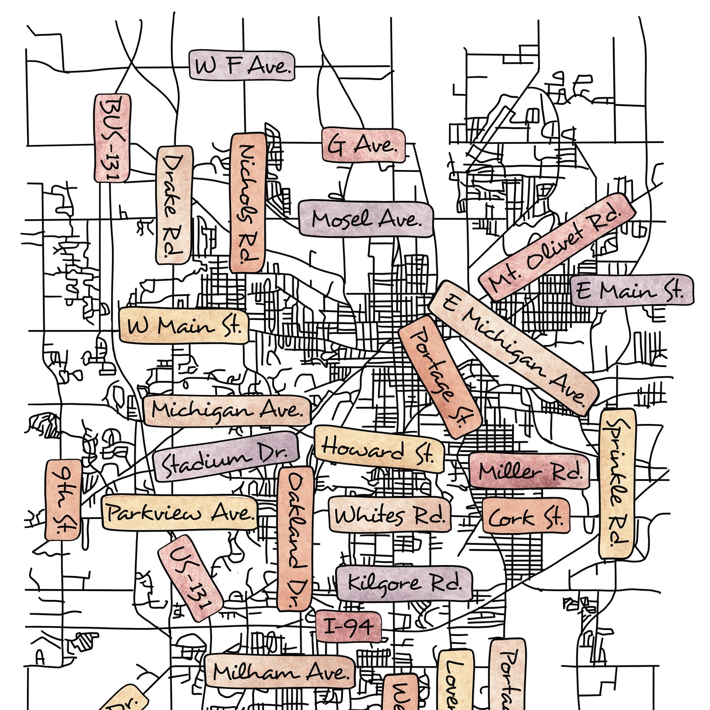 Street Names Map Coasters -