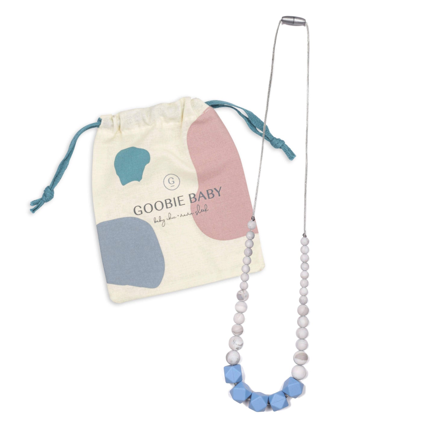 Madison Teething Necklace - Marble/Blue