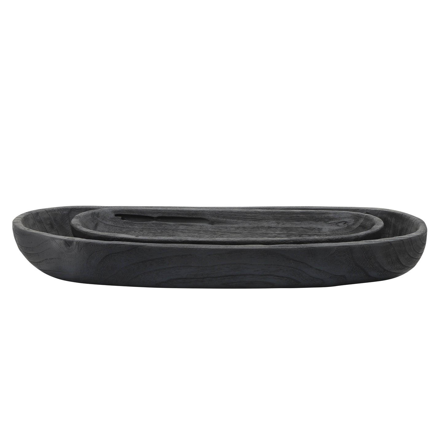 Black 18/24 in. Wood Oval Shaped Decorative Plate (Set of 2)