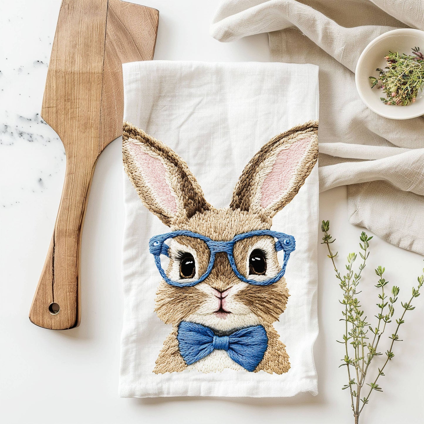 Bubblegum & Bow Pink Easter Bunny & Spring Kitchen Towels