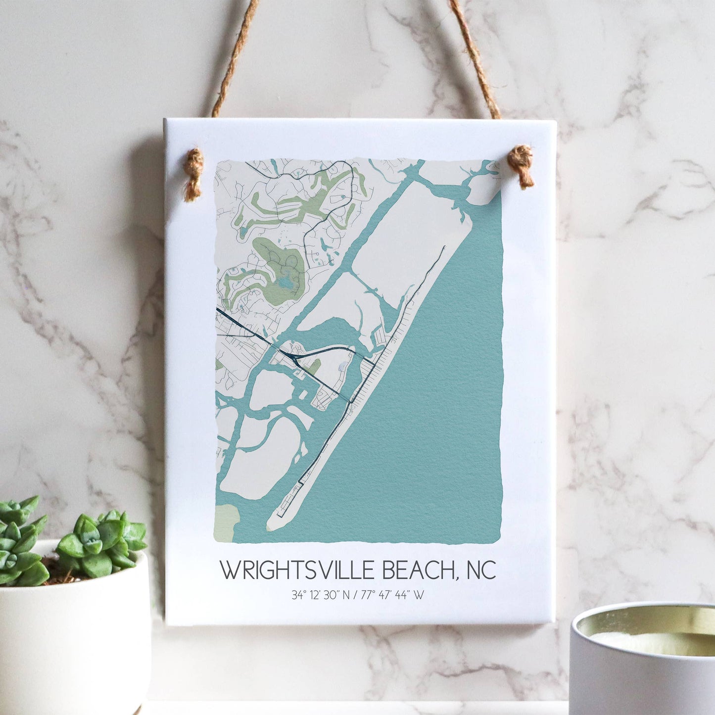 Wrightsville Beach North Carolina city map ceramic tile sign